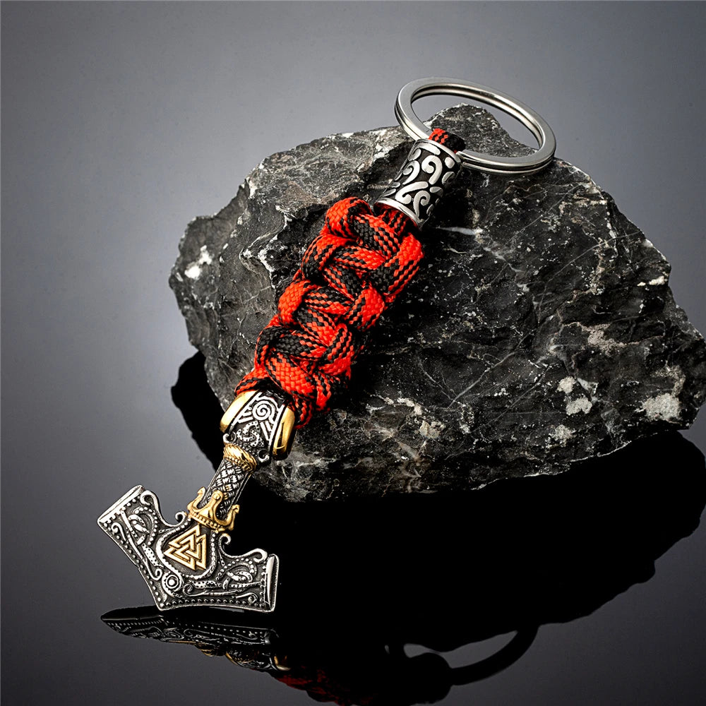 Punk Thor's Hammer Survival Keychain Men