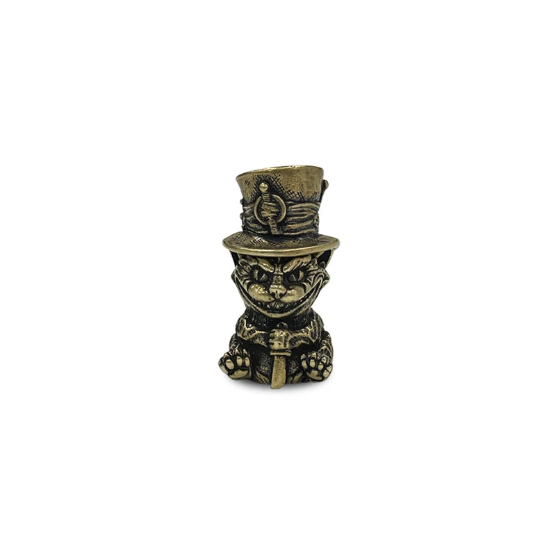 Brass Cat with Hat Paracord Knife Bead Outdoors DIY EDC Tools Gears Pendant Lanyards Amazing Exquisite Parachute Cord Pearl