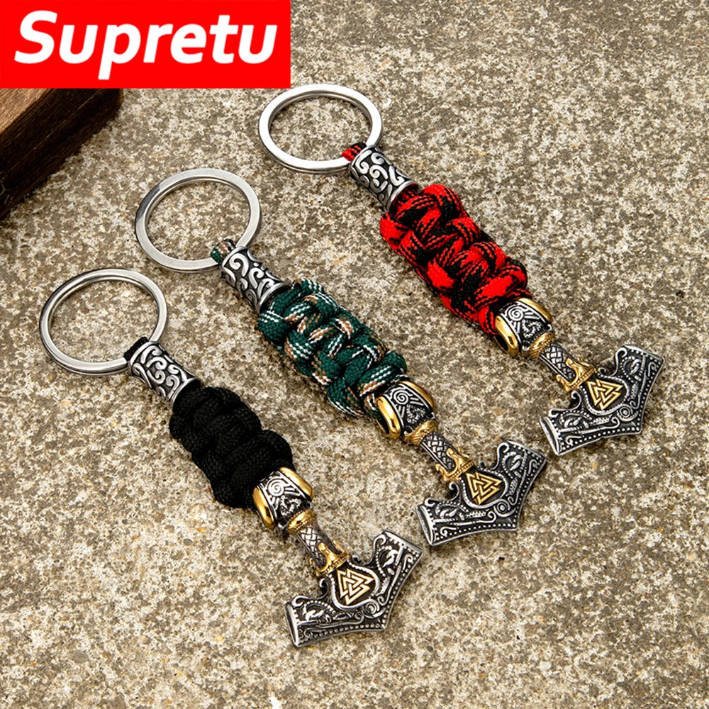 Punk Thor's Hammer Survival Keychain Men