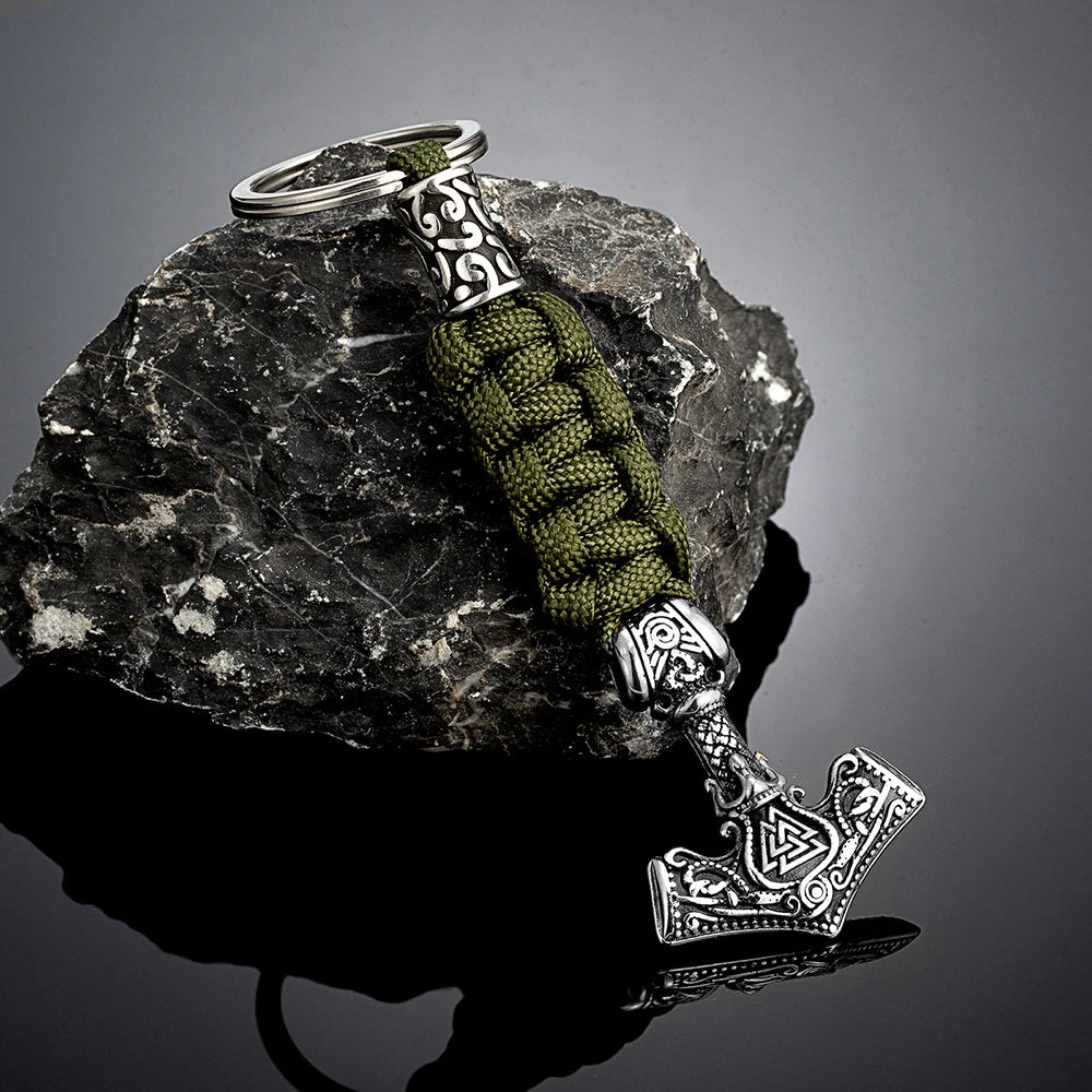 Punk Thor's Hammer Survival Keychain Men