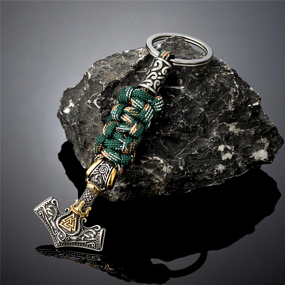 Punk Thor's Hammer Survival Keychain Men