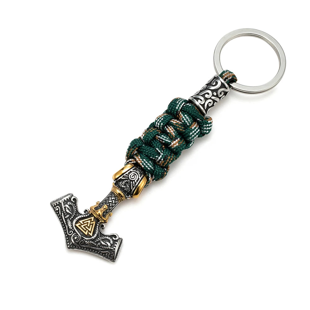 Punk Thor's Hammer Survival Keychain Men