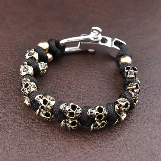 Men's Vintage Skull Woven Bracelet Handmade
