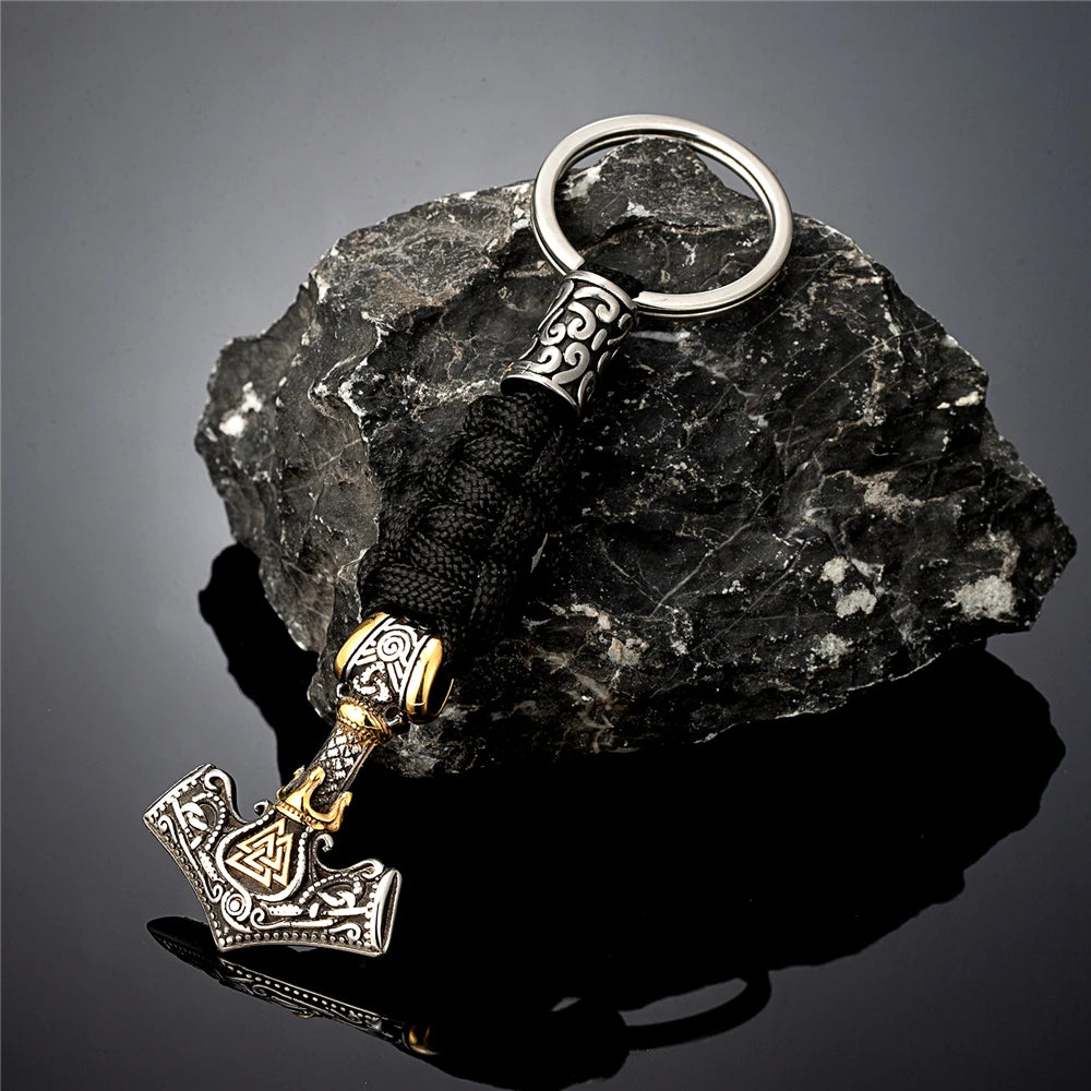 Punk Thor's Hammer Survival Keychain Men