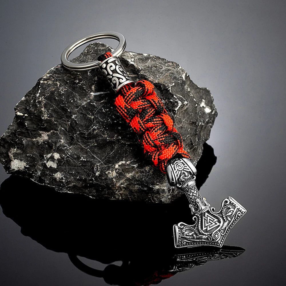 Punk Thor's Hammer Survival Keychain Men