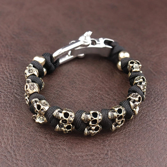 Men's Vintage Skull Woven Bracelet Handmade