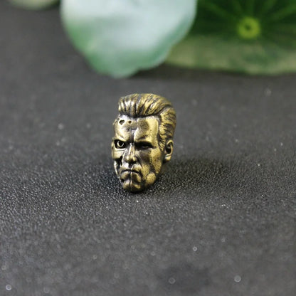 Metal Brass Robot Warrior Knife Beads EDC DIY Paracord Woven Lanyard Pendant Tool Accessories Hot Movie Character Head Sculpture