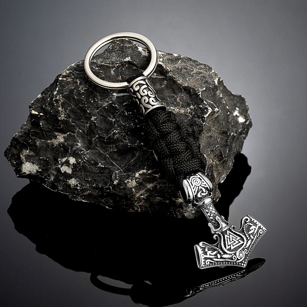 Punk Thor's Hammer Survival Keychain Men