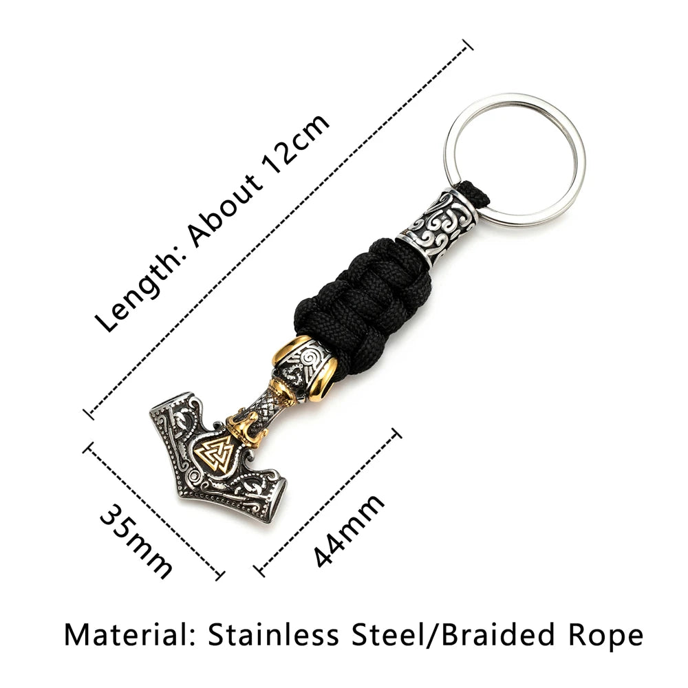 Punk Thor's Hammer Survival Keychain Men