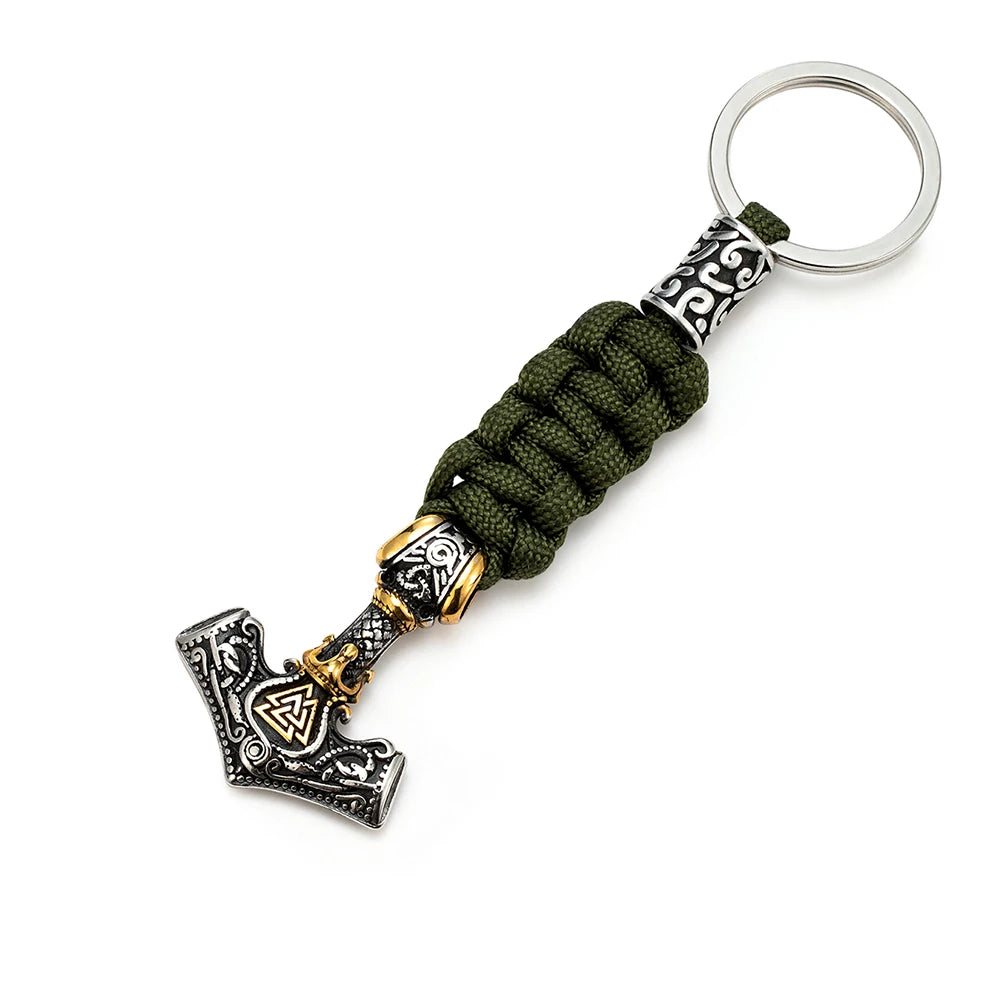 Punk Thor's Hammer Survival Keychain Men