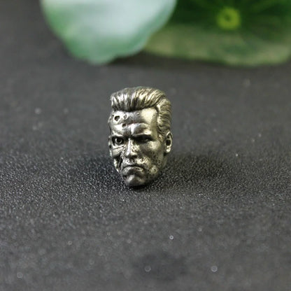 Metal Brass Robot Warrior Knife Beads EDC DIY Paracord Woven Lanyard Pendant Tool Accessories Hot Movie Character Head Sculpture