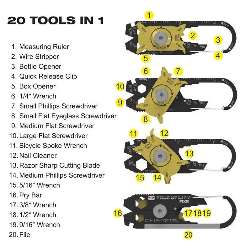 Mini Creative wheel multi-functional combination tool 20-in-1
