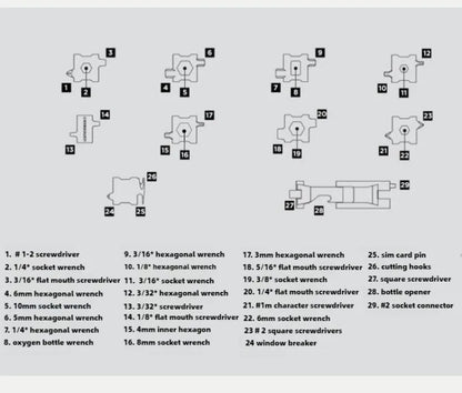Bracelet Men's Outdoor Tool Bracelet 29 in 1 Bracelet Emergency EDC Tool