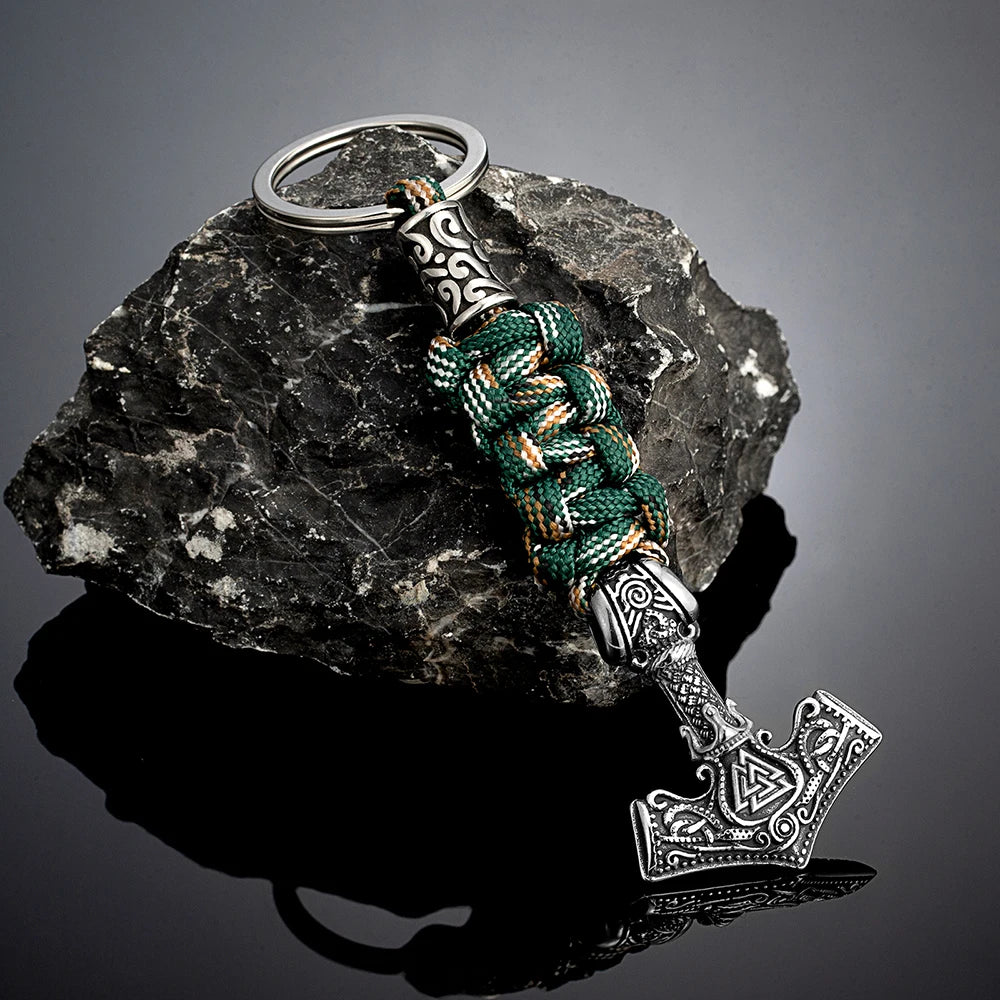 Punk Thor's Hammer Survival Keychain Men